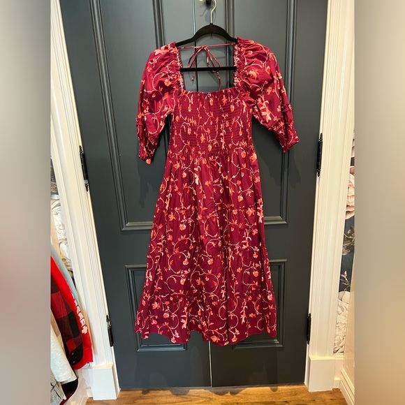 Hill House Burgundy Floral Midi Dress - Picture 2 of 6